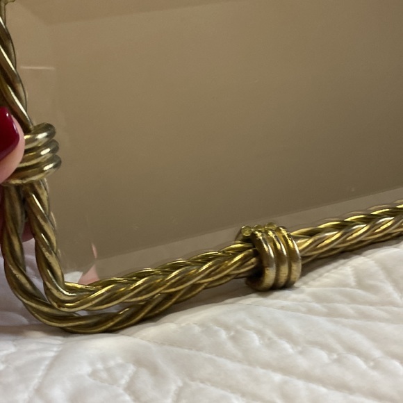 Vintage Brass Twisted Rope Dresser Mirror Tray - Picture 3 of 11